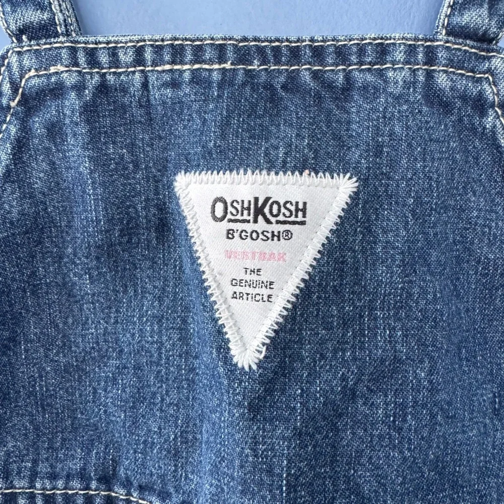 Vintage OshKosh B'gosh Denim Jumper Dress 12M Blue Overall Skirt 90s